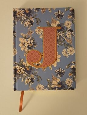 James Burke Blue And Pink "J" initial Floral Hardcover Journal
